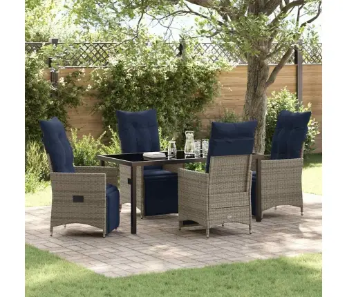 5 Daļu Dārza Ēdamistabas Komplekts Ar Spilveniem Pelēkā Poliestera Rotangpalmas Vidaxl