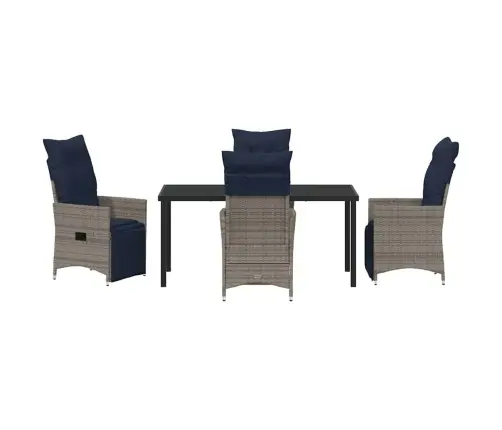 5 Daļu Dārza Ēdamistabas Komplekts Ar Spilveniem Pelēkā Poliestera Rotangpalmas Vidaxl