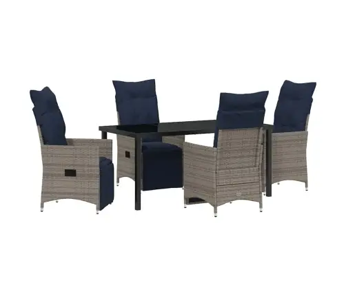 5 Daļu Dārza Ēdamistabas Komplekts Ar Spilveniem Pelēkā Poliestera Rotangpalmas Vidaxl