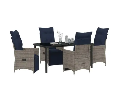 5 Daļu Dārza Ēdamistabas Komplekts Ar Spilveniem Pelēkā Poliestera Rotangpalmas Vidaxl