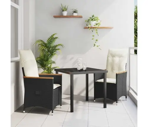 Aia Söögilaudade Komplekt Padjaga 3 Pcs Must Polürotang