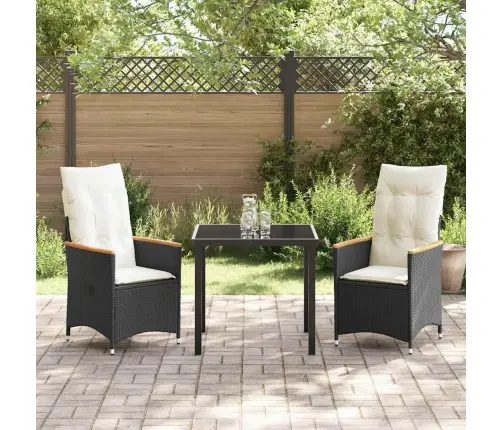 Aia Söögilaudade Komplekt Padjaga 3 Pcs Must Polürotang