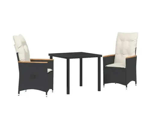 Aia Söögilaudade Komplekt Padjaga 3 Pcs Must Polürotang