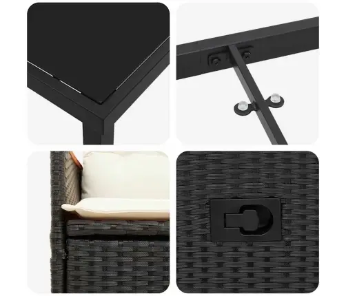 Aia Söögilaudade Komplekt Padjaga 5 Pcs Must Polürotang