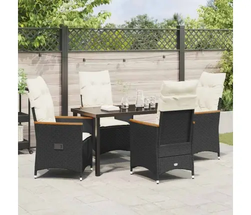 Aia Söögilaudade Komplekt Padjaga 5 Pcs Must Polürotang