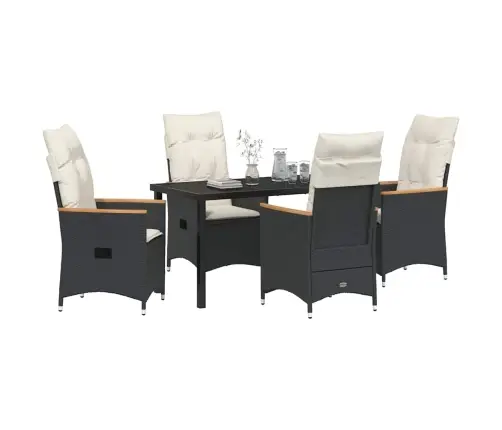 Aia Söögilaudade Komplekt Padjaga 5 Pcs Must Polürotang