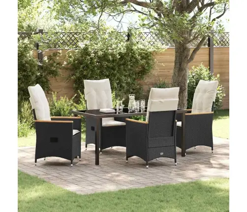 Aia Söögilaudade Komplekt Padjaga 5 Pcs Must Polürotang