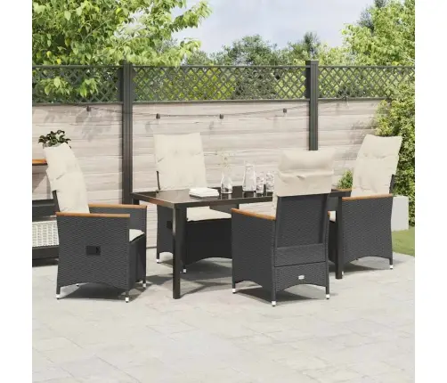 Aia Söögilaudade Komplekt Padjaga 5 Pcs Must Polürotang