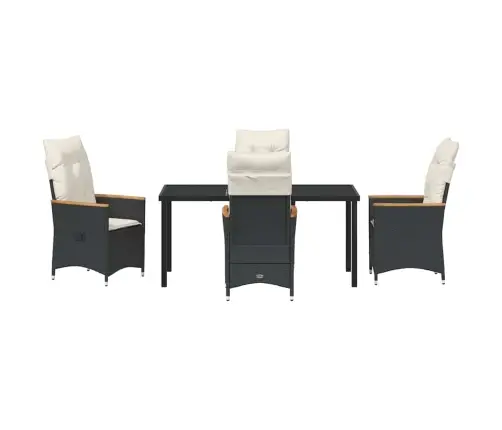 Aia Söögilaudade Komplekt Padjaga 5 Pcs Must Polürotang