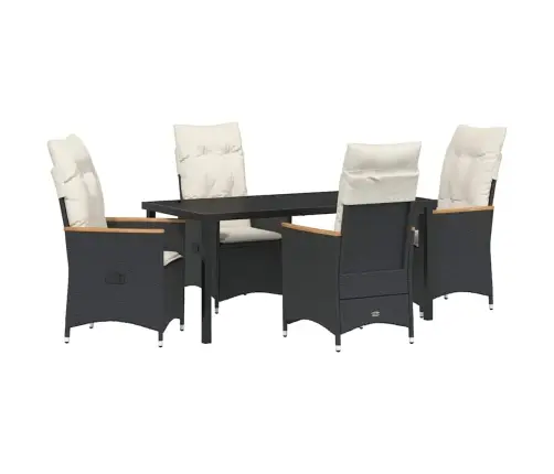 Aia Söögilaudade Komplekt Padjaga 5 Pcs Must Polürotang