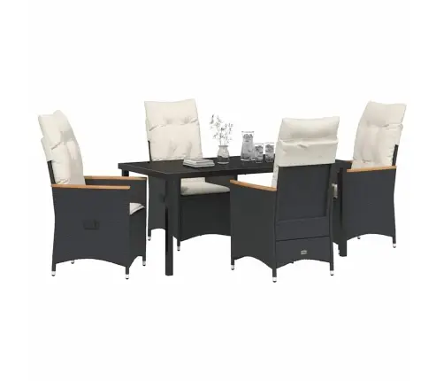 Aia Söögilaudade Komplekt Padjaga 5 Pcs Must Polürotang