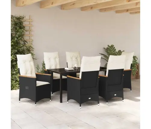 7 Daļu Dārza Ēdiena Komplekts Ar Spilveniem - Melns Poliratiņš Vidaxl