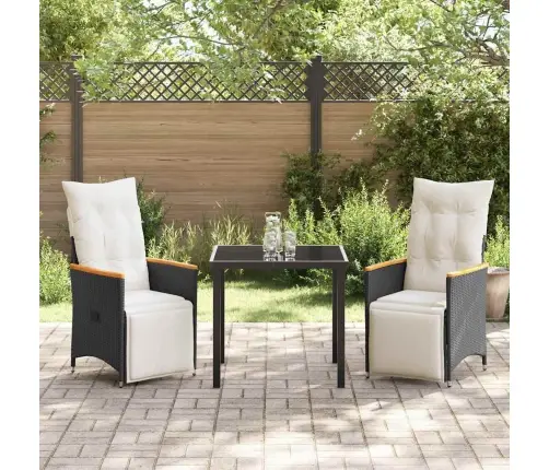 3 Daļu Dārza Ēdamistaba Ar Spilveniem Melnā Poli Ratanā Vidaxl