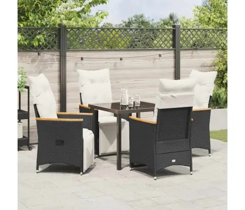 Sodo Valgomojo Komplektas Su Pagalve 5 Pcs Juoda Poliratanas