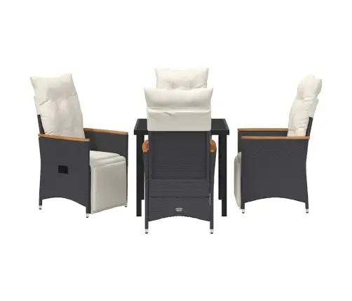 Sodo Valgomojo Komplektas Su Pagalve 5 Pcs Juoda Poliratanas