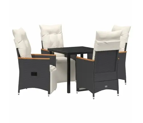 Sodo Valgomojo Komplektas Su Pagalve 5 Pcs Juoda Poliratanas