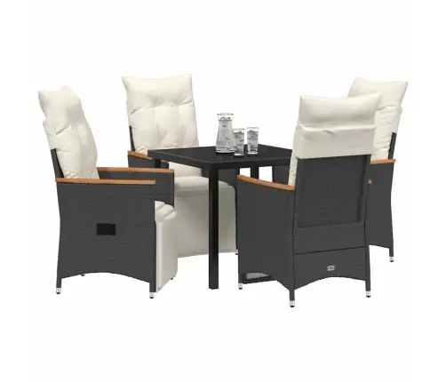 Sodo Valgomojo Komplektas Su Pagalve 5 Pcs Juoda Poliratanas