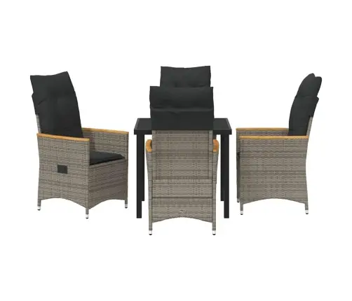 5 Daļu Dārza Ēdamgalds Ar Spilveniem, Pelēks Poli Ratan Vidaxl