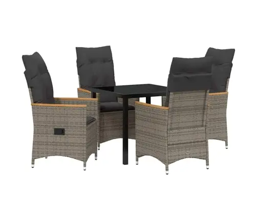 5 Daļu Dārza Ēdamgalds Ar Spilveniem, Pelēks Poli Ratan Vidaxl