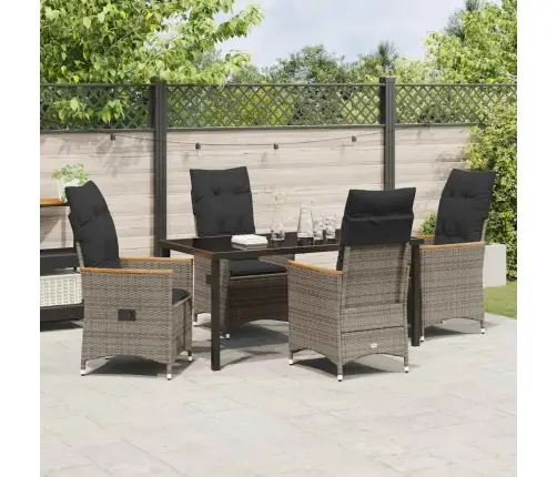 5 Daļu Dārza Galds Ar Spilveniem Pelēkā Polirotangā Vidaxl