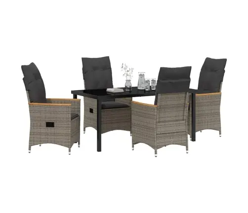 5 Daļu Dārza Galds Ar Spilveniem Pelēkā Polirotangā Vidaxl