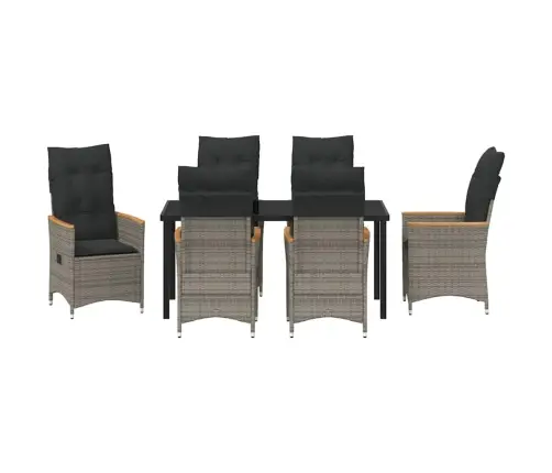 7 Gab. Dārza Ēdamistabas Komplekts Ar Spilveniem, Pelēks Poliraftings Vidaxl