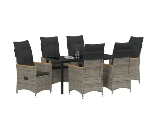 7 Gab. Dārza Ēdamistabas Komplekts Ar Spilveniem, Pelēks Poliraftings Vidaxl