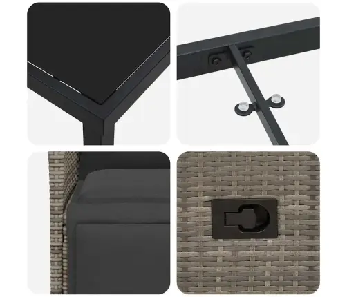 Sodo Valgomojo Komplektas Su Pagalve 5 Pcs Pilka Poliratanas