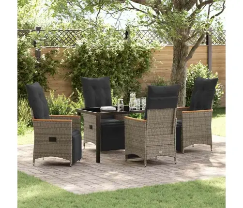 Sodo Valgomojo Komplektas Su Pagalve 5 Pcs Pilka Poliratanas