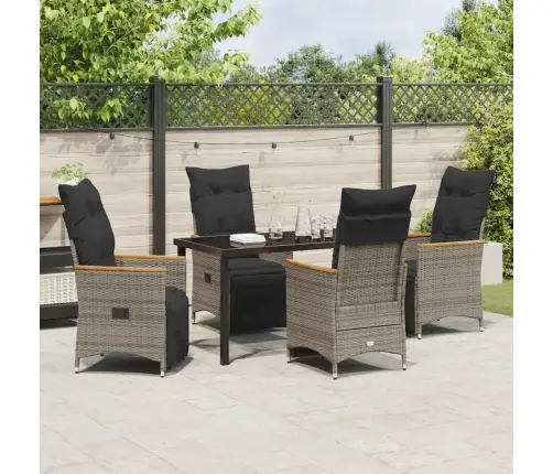 Sodo Valgomojo Komplektas Su Pagalve 5 Pcs Pilka Poliratanas