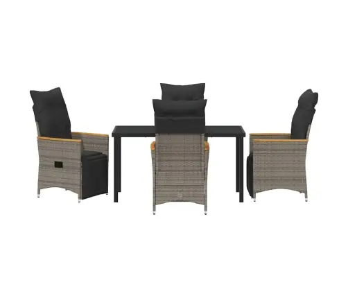 Sodo Valgomojo Komplektas Su Pagalve 5 Pcs Pilka Poliratanas