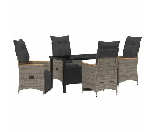 Sodo Valgomojo Komplektas Su Pagalve 5 Pcs Pilka Poliratanas