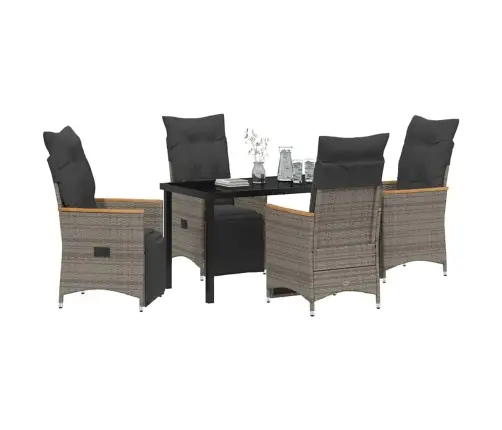 Sodo Valgomojo Komplektas Su Pagalve 5 Pcs Pilka Poliratanas