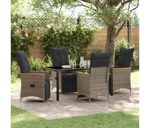 5 Daļu Dārza Galds Ar Spilveniem Pelēkā Polirātna Krāsā Vidaxl