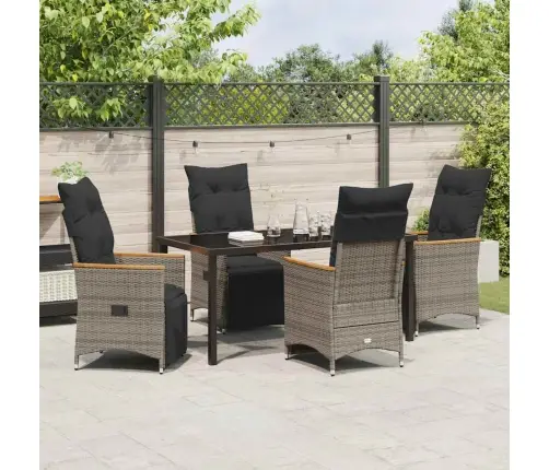 5 Daļu Dārza Galds Ar Spilveniem Pelēkā Polirātna Krāsā Vidaxl