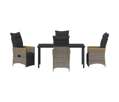 5 Daļu Dārza Galds Ar Spilveniem Pelēkā Polirātna Krāsā Vidaxl