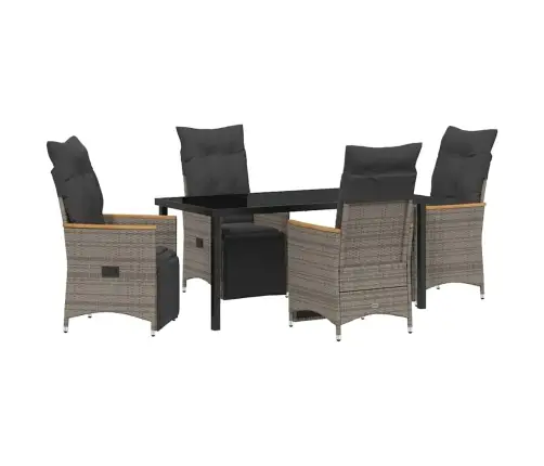 5 Daļu Dārza Galds Ar Spilveniem Pelēkā Polirātna Krāsā Vidaxl