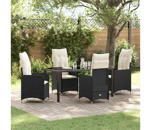 Aia Söögilaudade Komplekt Padjaga 5 Pcs Must Polürooster