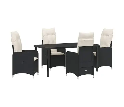 Aia Söögilaudade Komplekt Padjaga 5 Pcs Must Polürooster