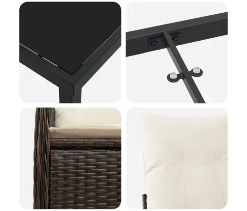 5 Gabalu Dārza Ēdamgalda Komplekts Ar Spilveniem, Brūns Polirattans. Vidaxl