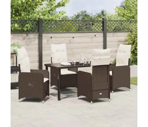 5 Gabalu Dārza Ēdamgaldu Komplekti Ar Spilveniem, Brūns Polikratāns Vidaxl