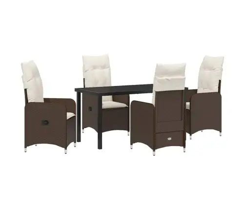 5 Gabalu Dārza Ēdamgaldu Komplekti Ar Spilveniem, Brūns Polikratāns Vidaxl