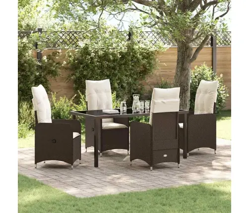 Aia Söögilaudade Komplekt Padjaga 5 Pcs Pruun Polürooster