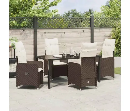 Aia Söögilaudade Komplekt Padjaga 5 Pcs Pruun Polürooster