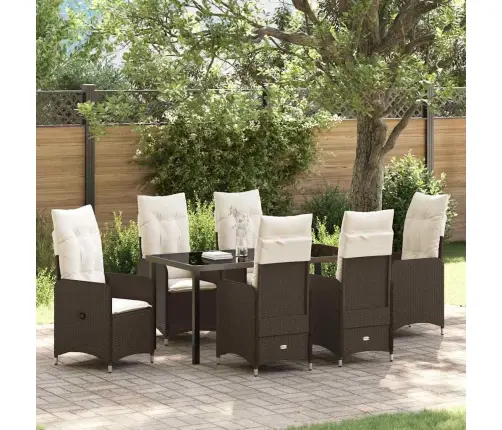 Sodo Valgomojo Komplektas Su Pagalve 7 Pcs Ruda Poli Ratanas