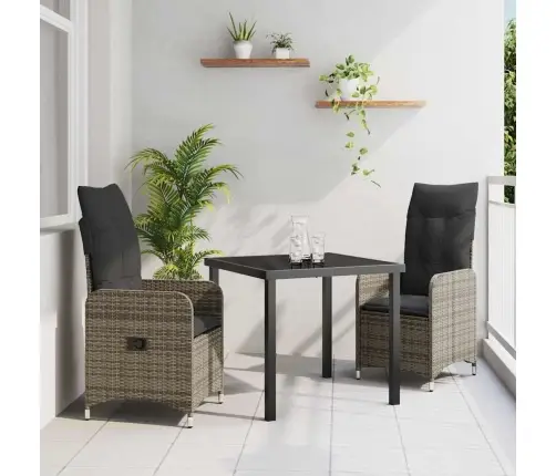 Sodo Valgomojo Komplektas Su Pagalve 3 Pcs Pilka Poli Ratanas