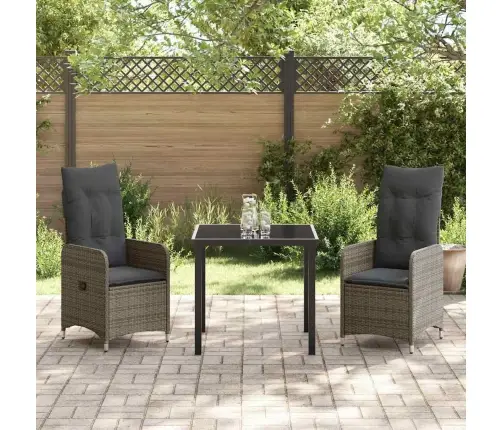 Sodo Valgomojo Komplektas Su Pagalve 3 Pcs Pilka Poli Ratanas