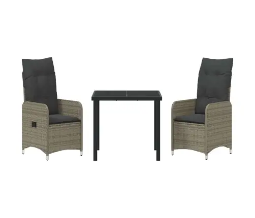 Sodo Valgomojo Komplektas Su Pagalve 3 Pcs Pilka Poli Ratanas