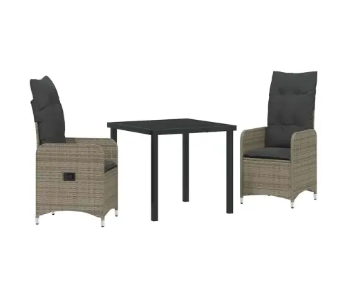 Sodo Valgomojo Komplektas Su Pagalve 3 Pcs Pilka Poli Ratanas