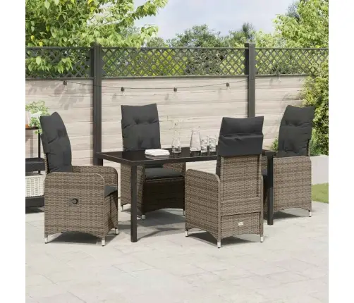 Sodo Valgomojo Komplektas Su Pagalve 5 Pcs Pilka Poliratanas